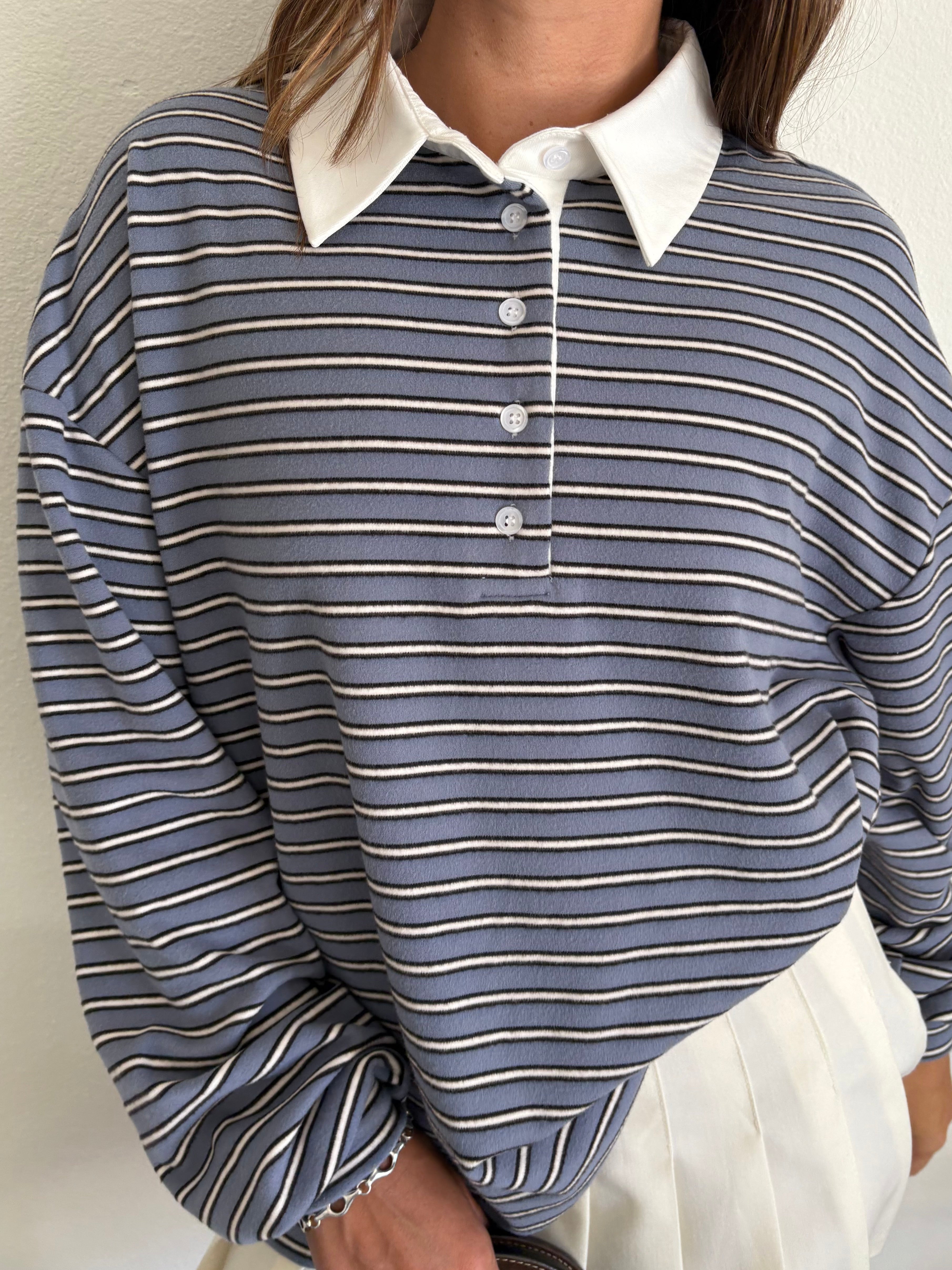 Marin Striped Polo - Blue Stripe – Lisa Says Gah