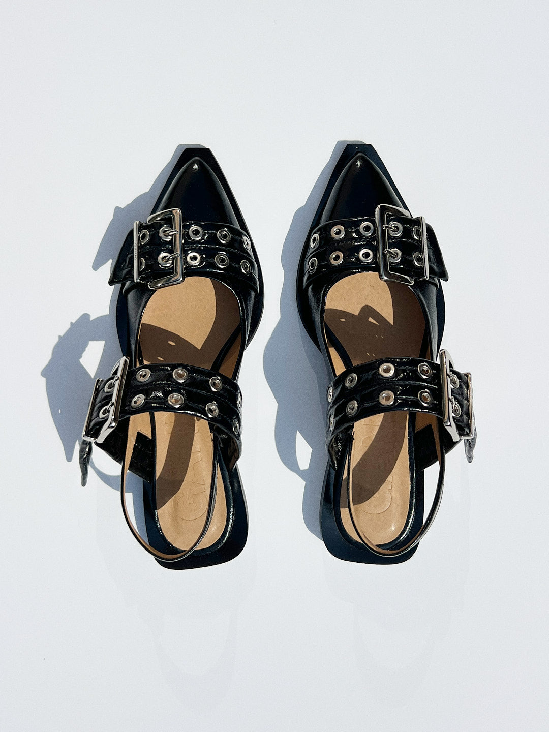 Black Black Feminine Buckle Ballerinas