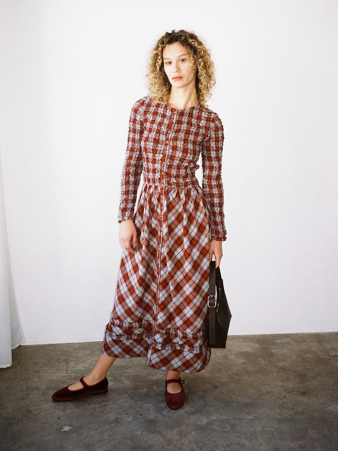 Posey Cardi Midi Dress - Blue Fog Mutli Check Blue Fog Multi Check / US 12/UK 16 Posey Cardi Midi Dress - Blue Fog Mutli Check Blue Fog Multi Check / US 12/UK 16