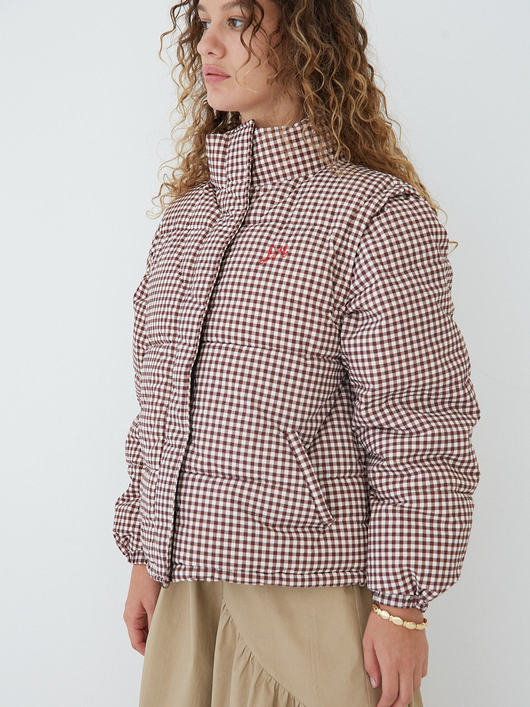 Gingham puffer jacket online