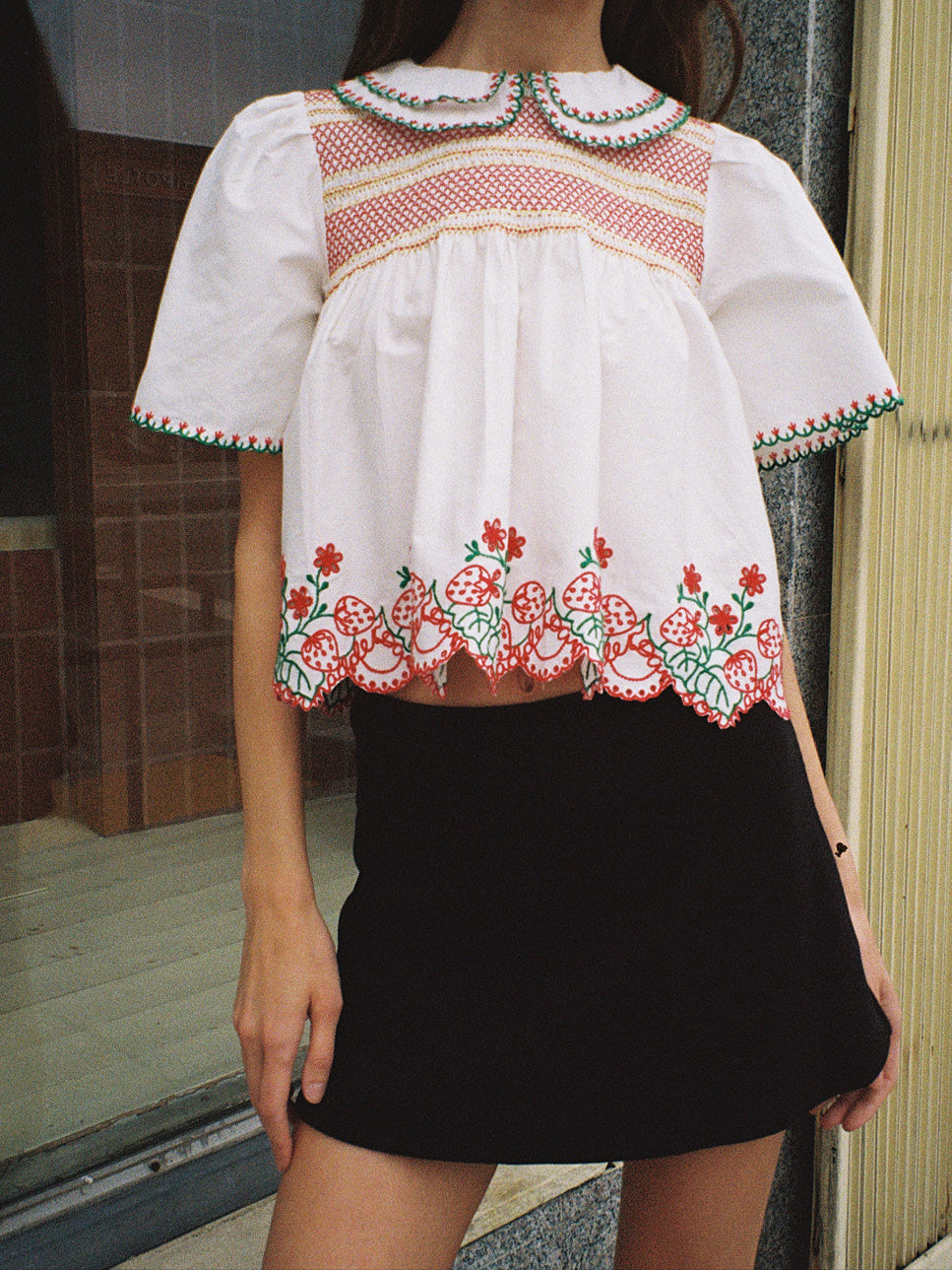 Andy Blouse - White with Red Embroidery – Lisa Says Gah Andy Blouse - White with Red Embroidery – Lisa Says Gah