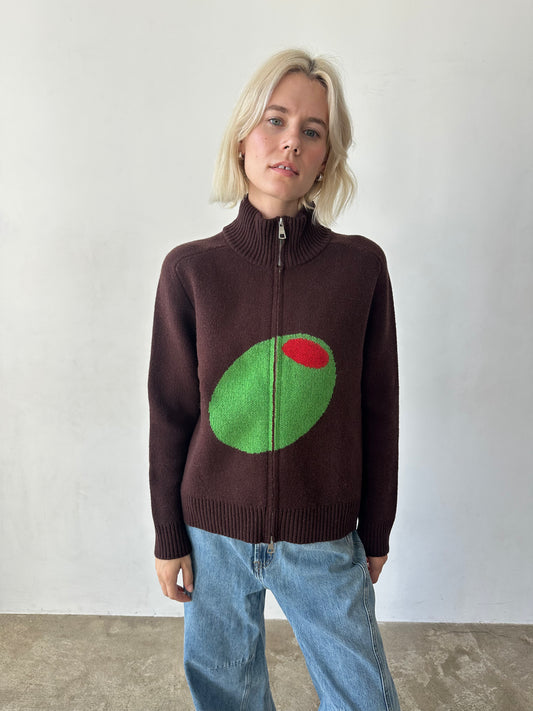 Olive Zip Up - Brown