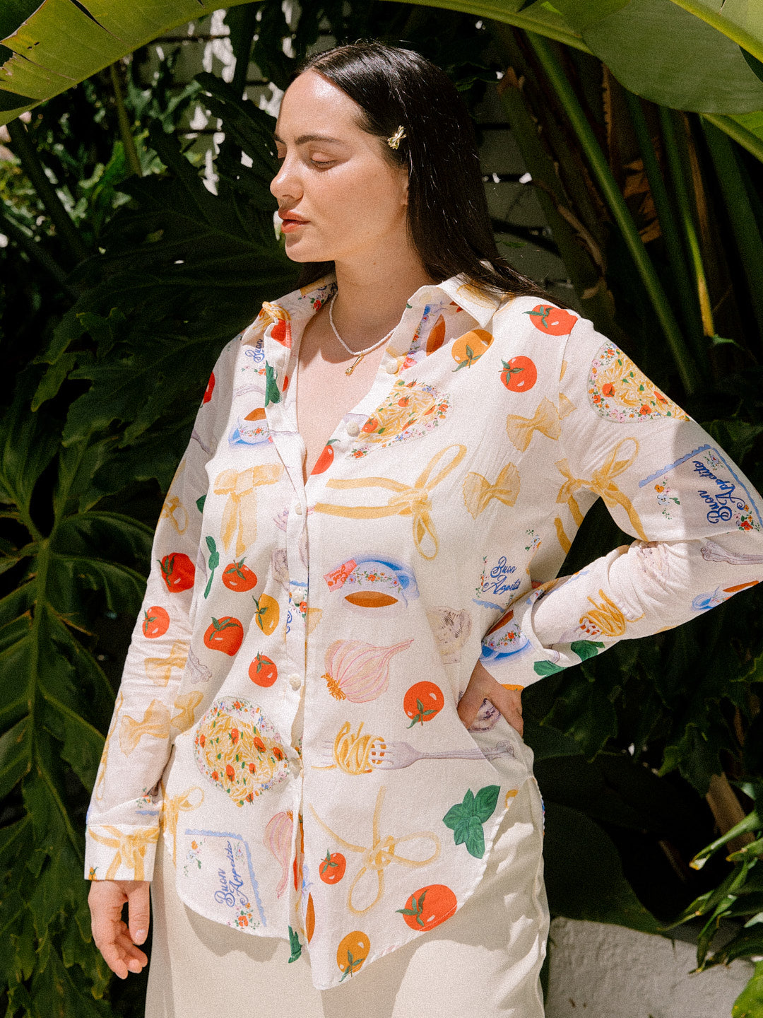 Tessa Button Down - Buon Appetito Ivory – Lisa Says Gah