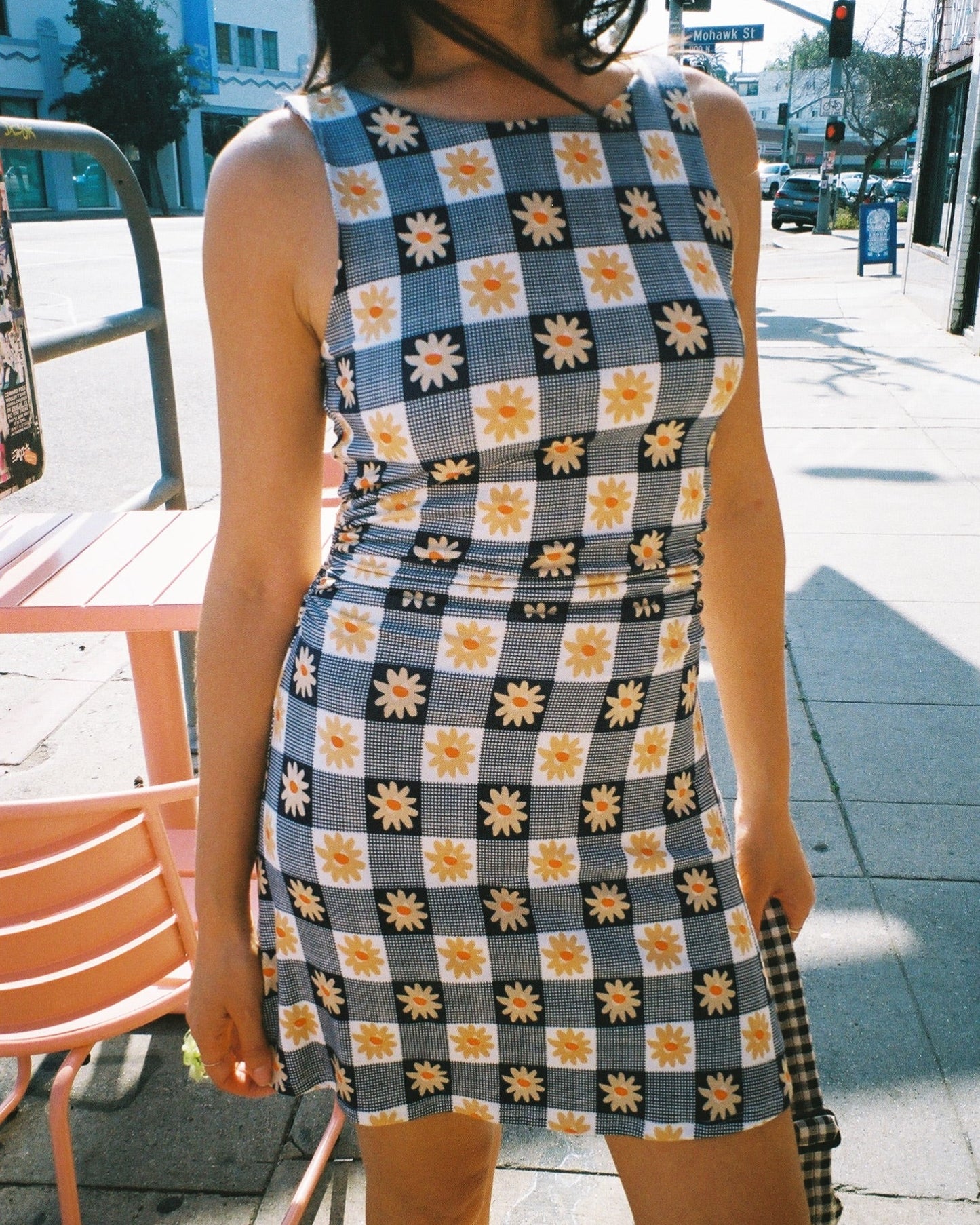 Cindy Dress - Navy Daisy Gingham
