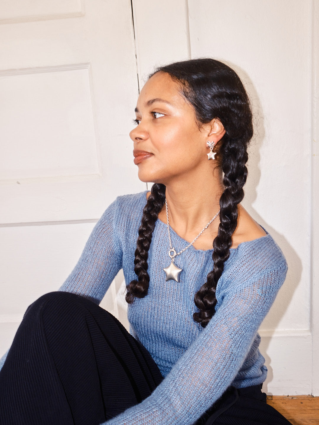 Bellatrix Pink Star Earrings - Silver