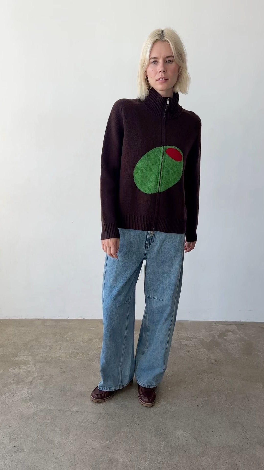 Olive Zip Up - Brown