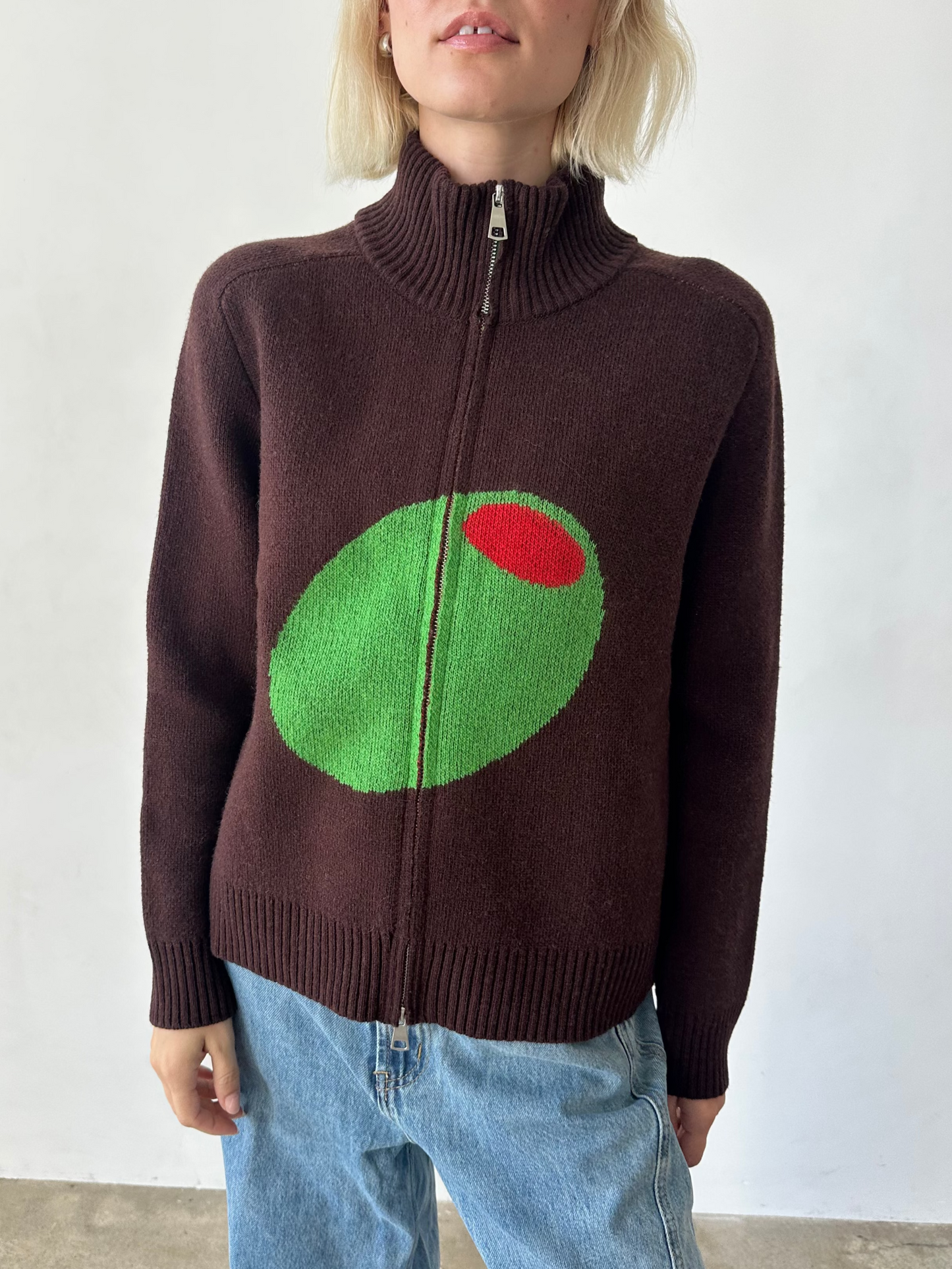 Olive Zip Up - Brown