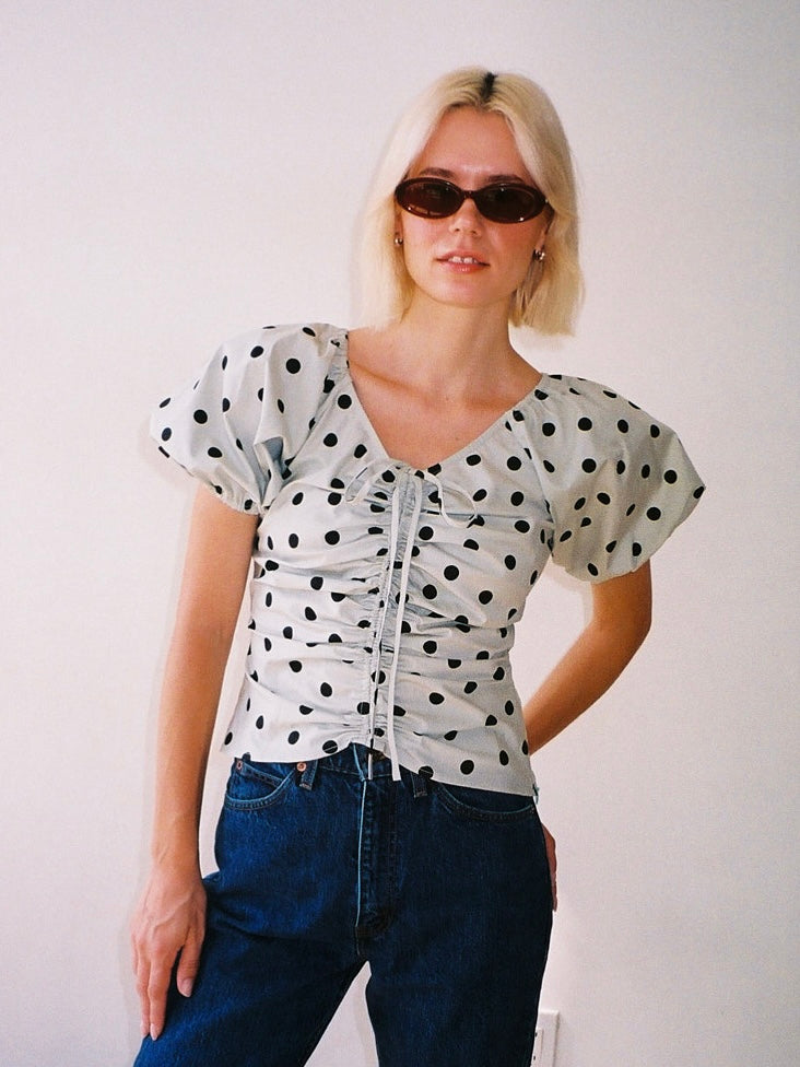 Margaret Top - Mint Chip Dot – Lisa Says Gah