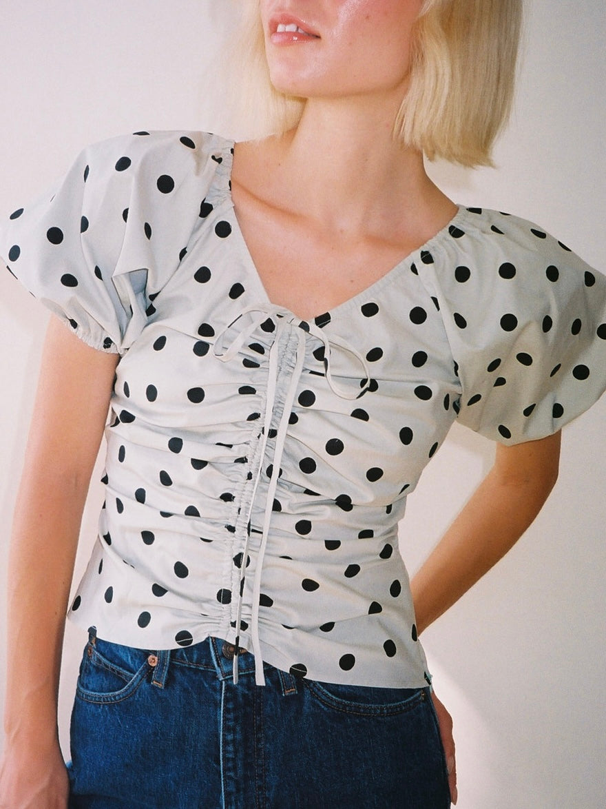 Margaret Top - Mint Chip Dot