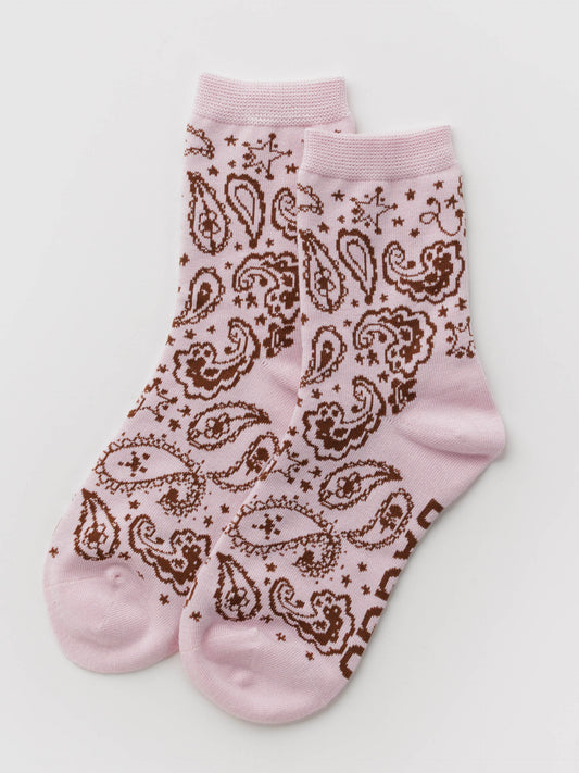 Crew Socks - Paisley Pink