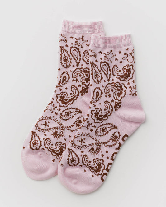 Crew Socks - Paisley Pink