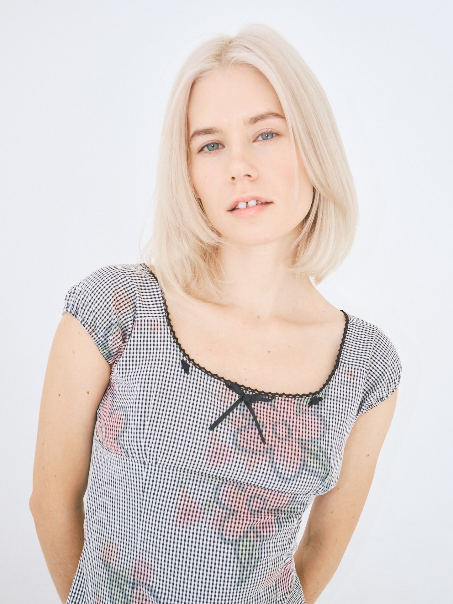 Flower Gingham Dress - Gingham