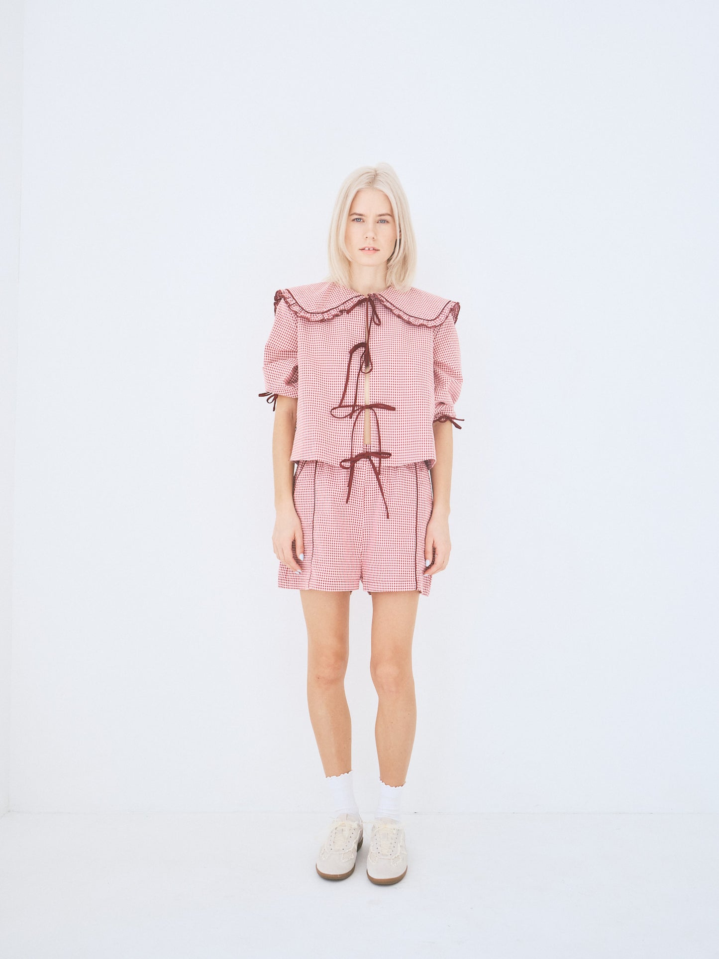 Saori Pants - Checks Burgundy