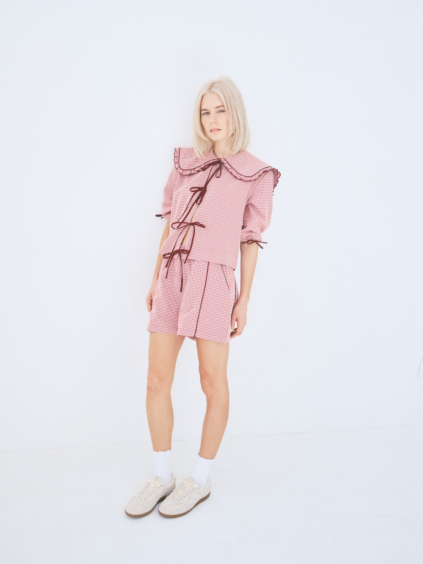 Airi Blouse - Checks Burgundy