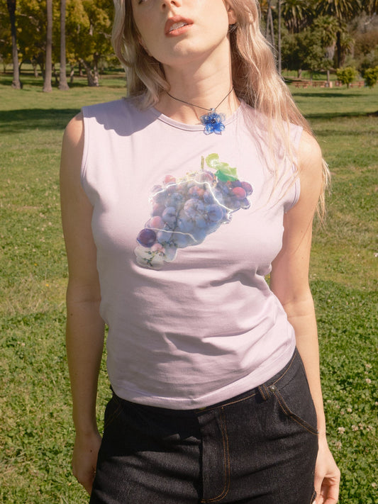Lenticular Crew Tank - Lavender Grape Patch