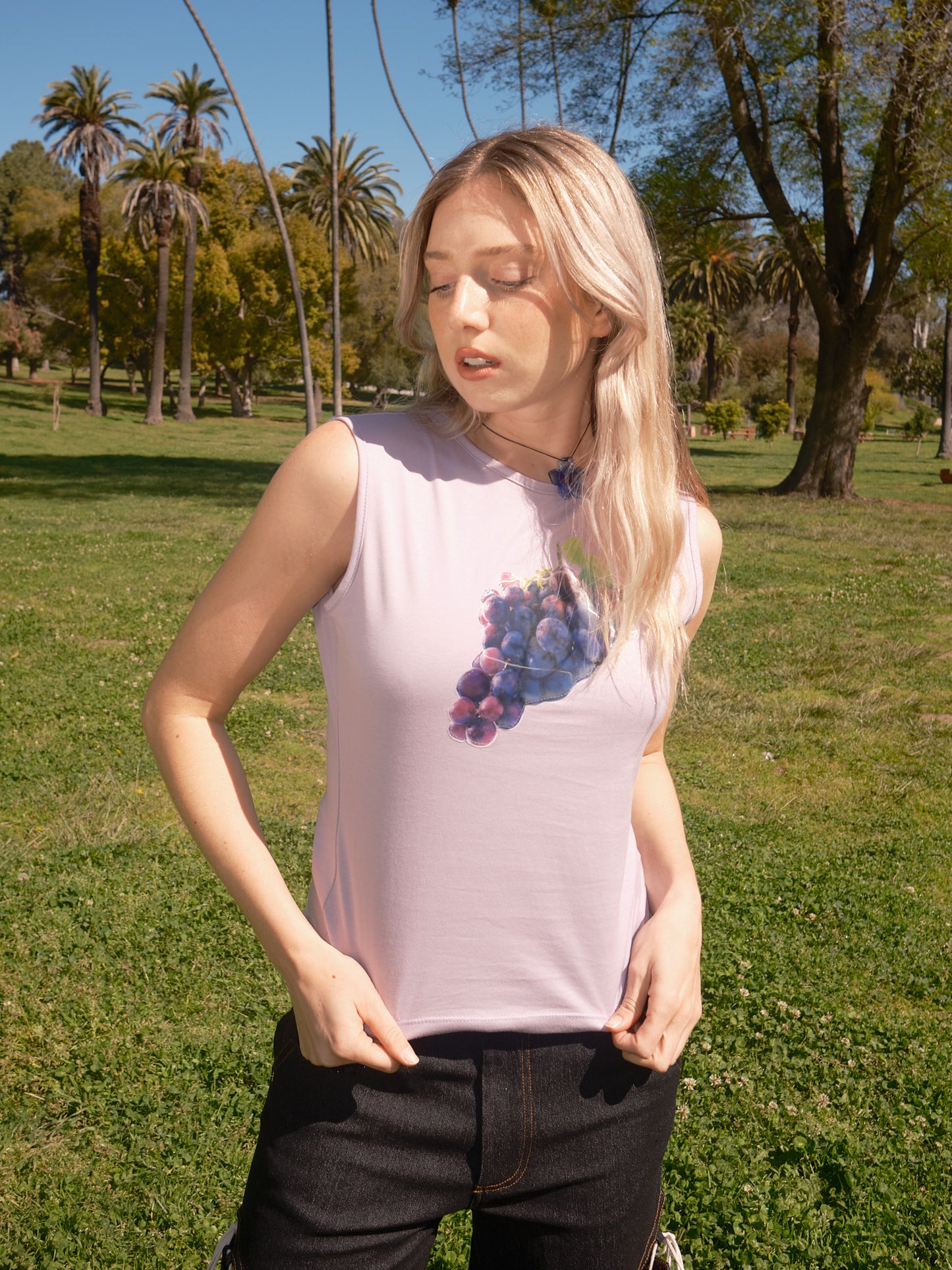 Lenticular Crew Tank - Lavender Grape Patch