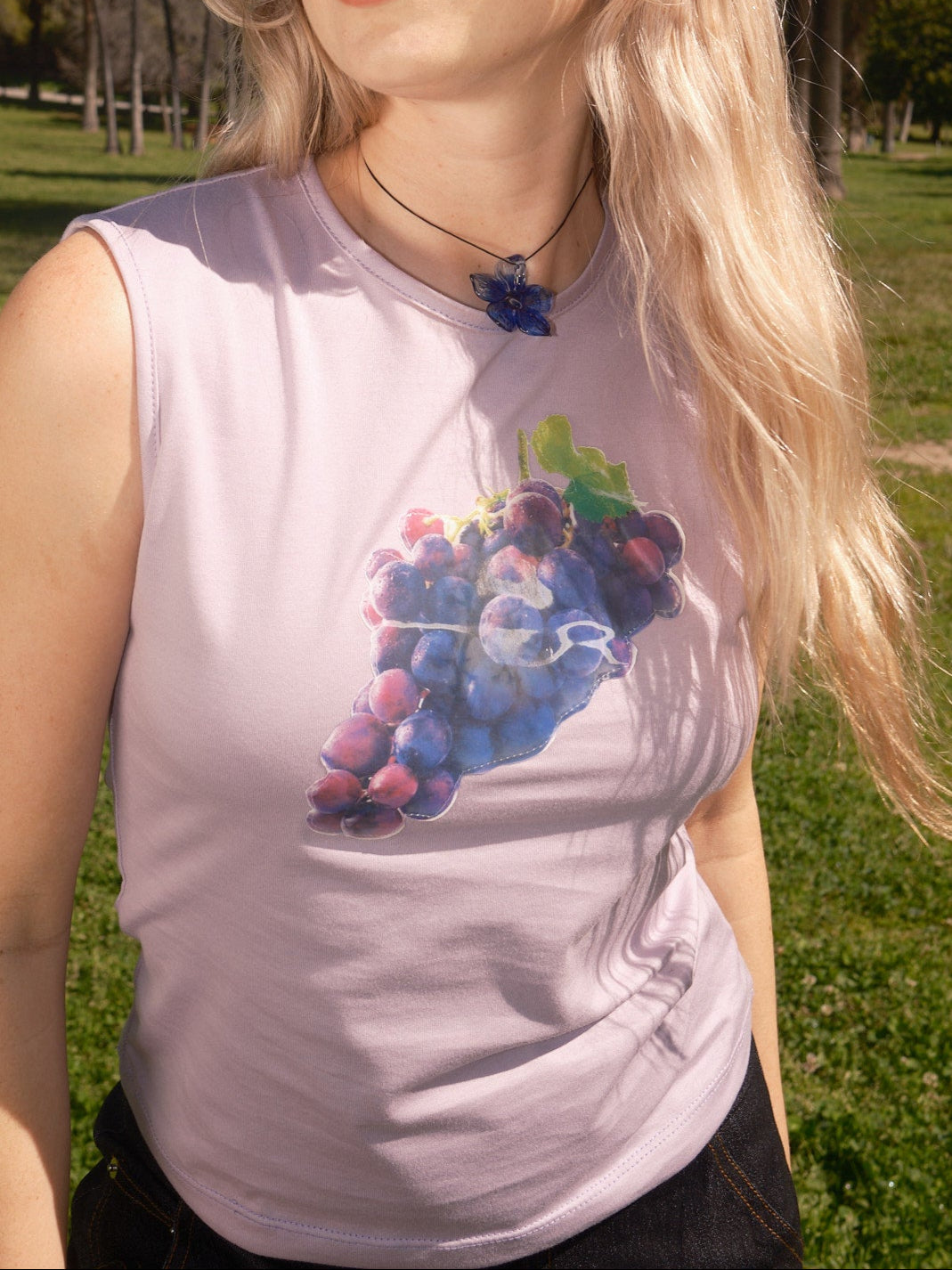 Lenticular Crew Tank - Lavender Grape Patch