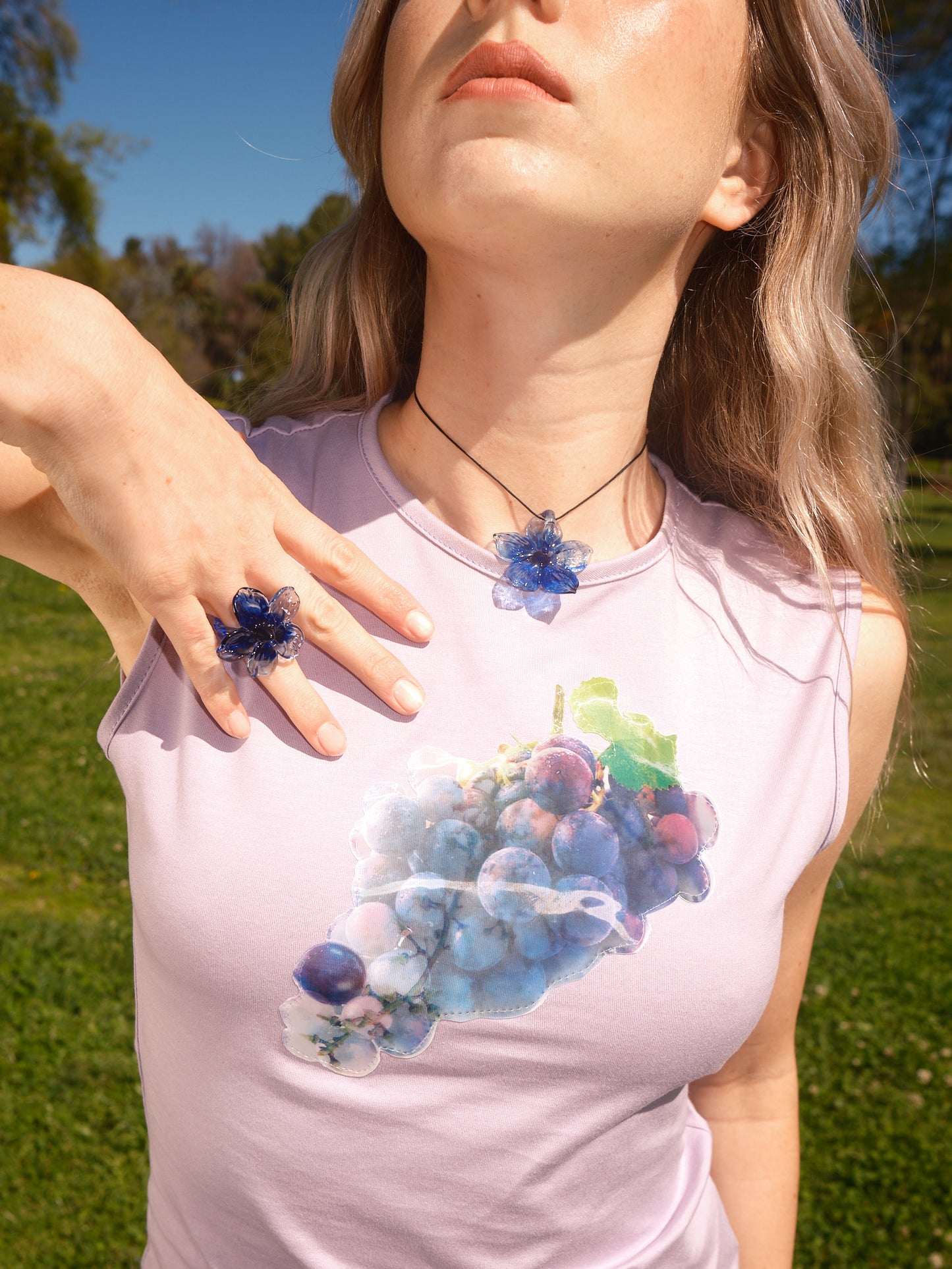 Lenticular Crew Tank - Lavender Grape Patch