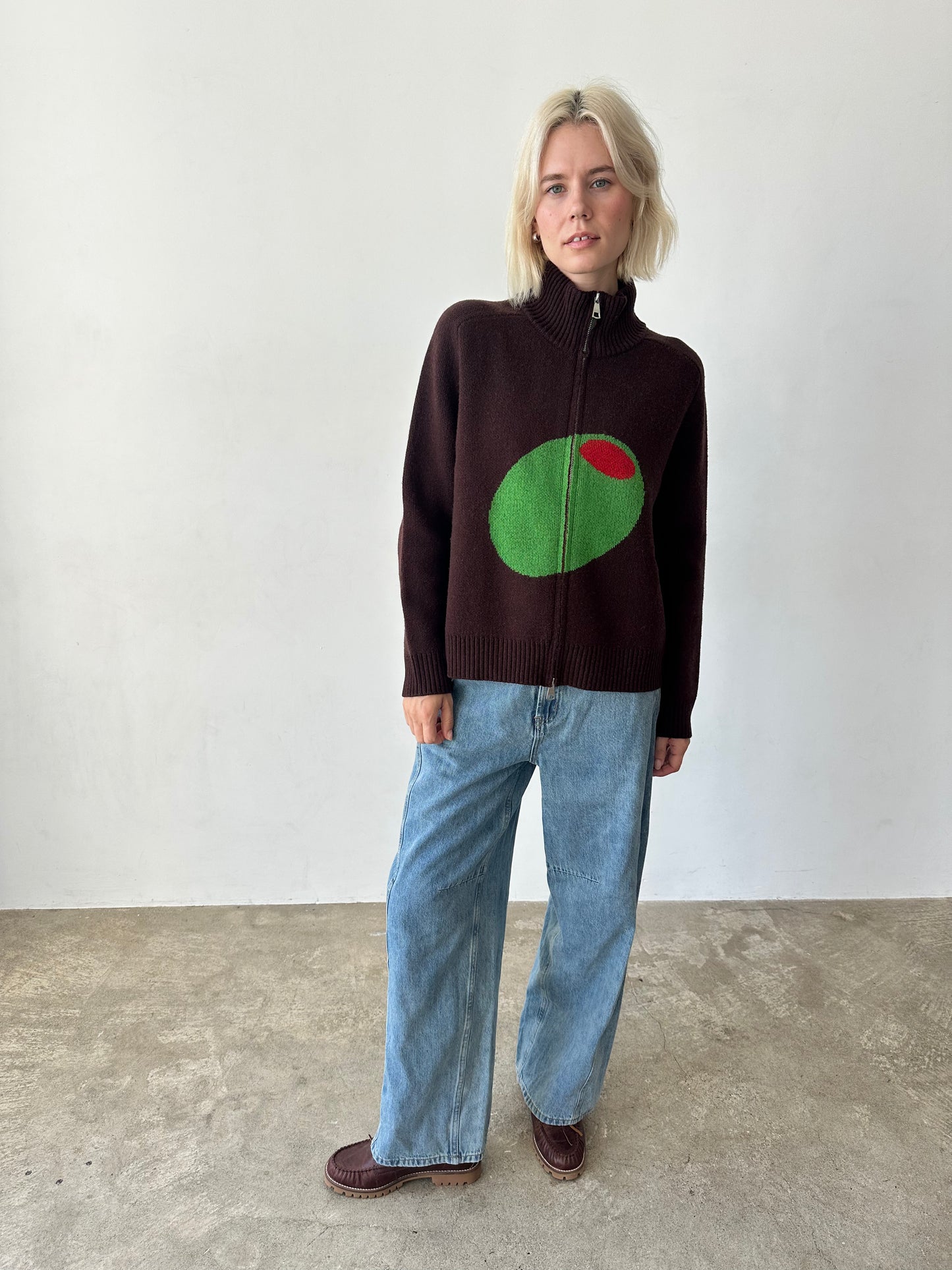 Olive Zip Up - Brown