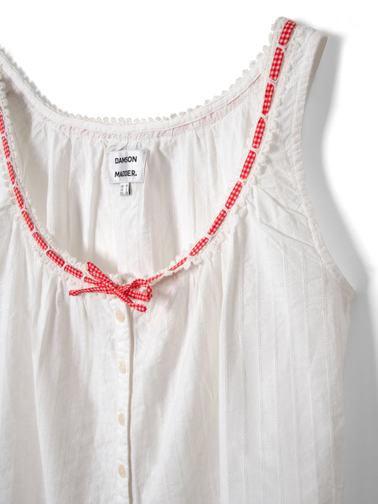 Elodie Cami - White with Red Gingham Tie