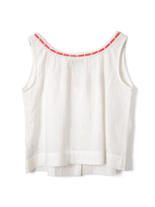 Elodie Cami - White with Red Gingham Tie