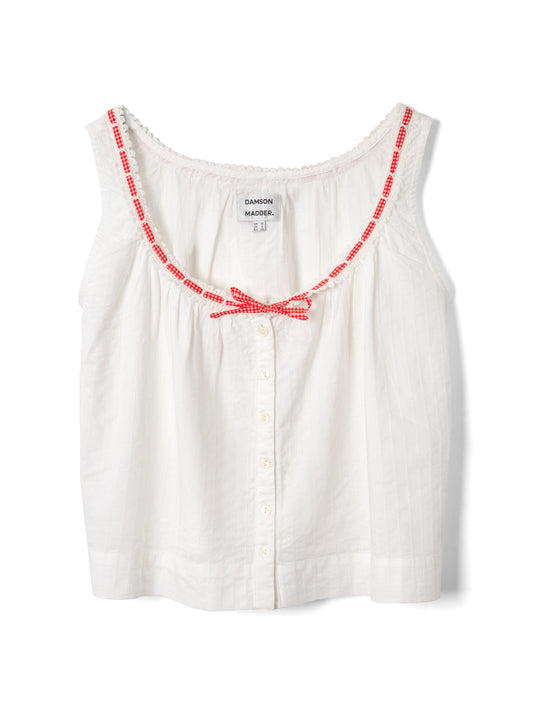 Elodie Cami - White with Red Gingham Tie