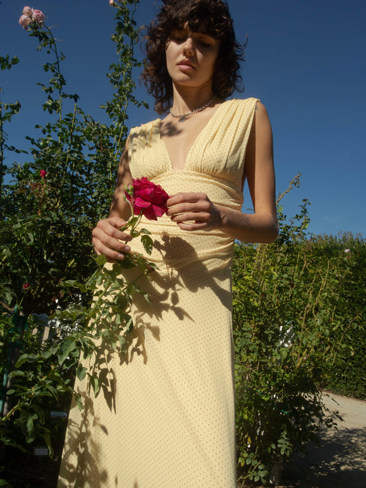 Maribel Dress - Yellow Dot