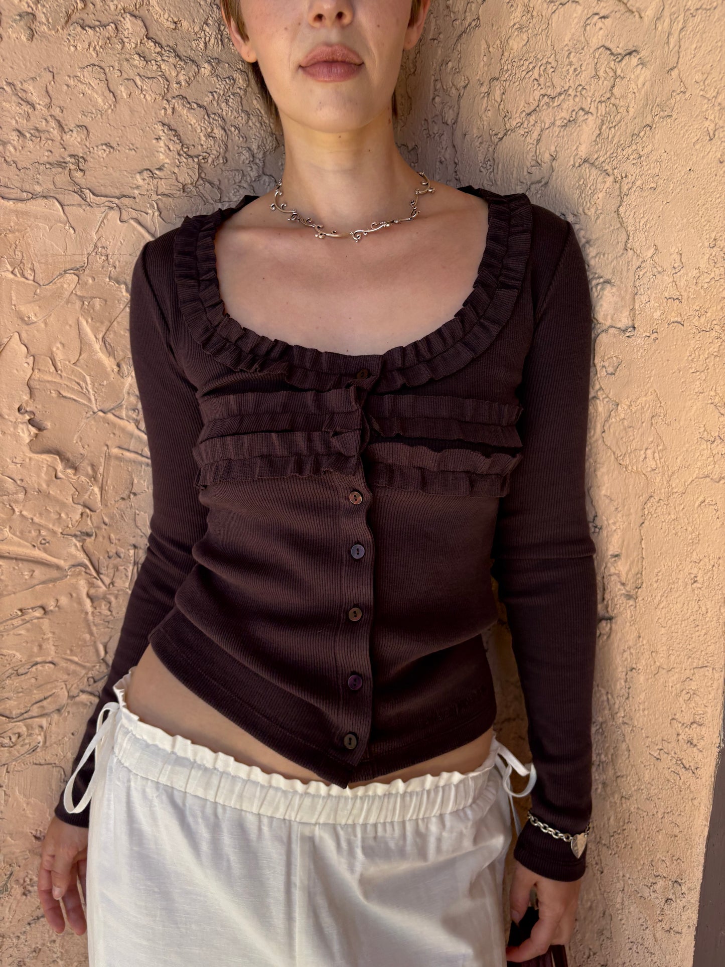 Varsha Frilly Cardi - Brown