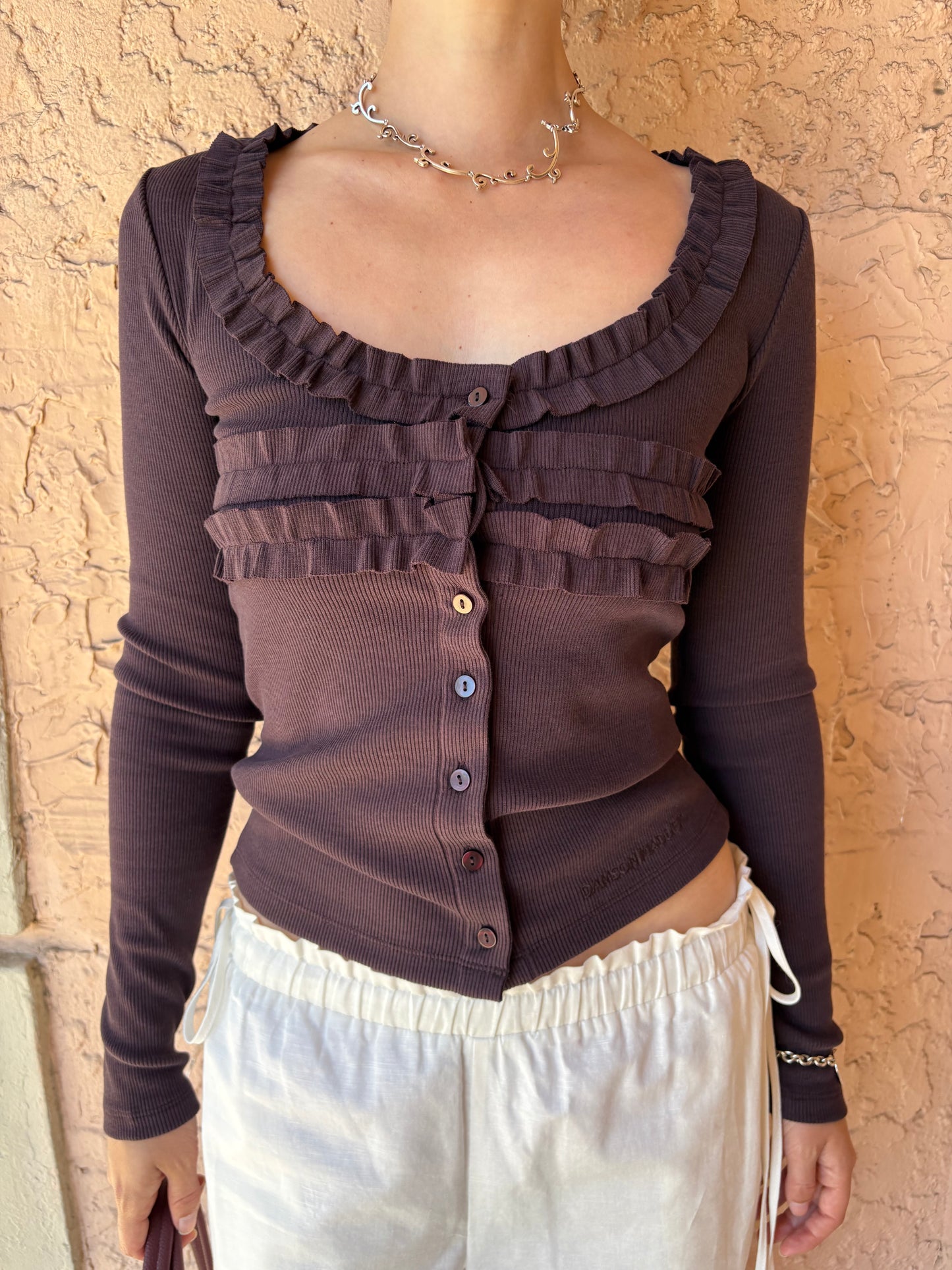 Varsha Frilly Cardi - Brown