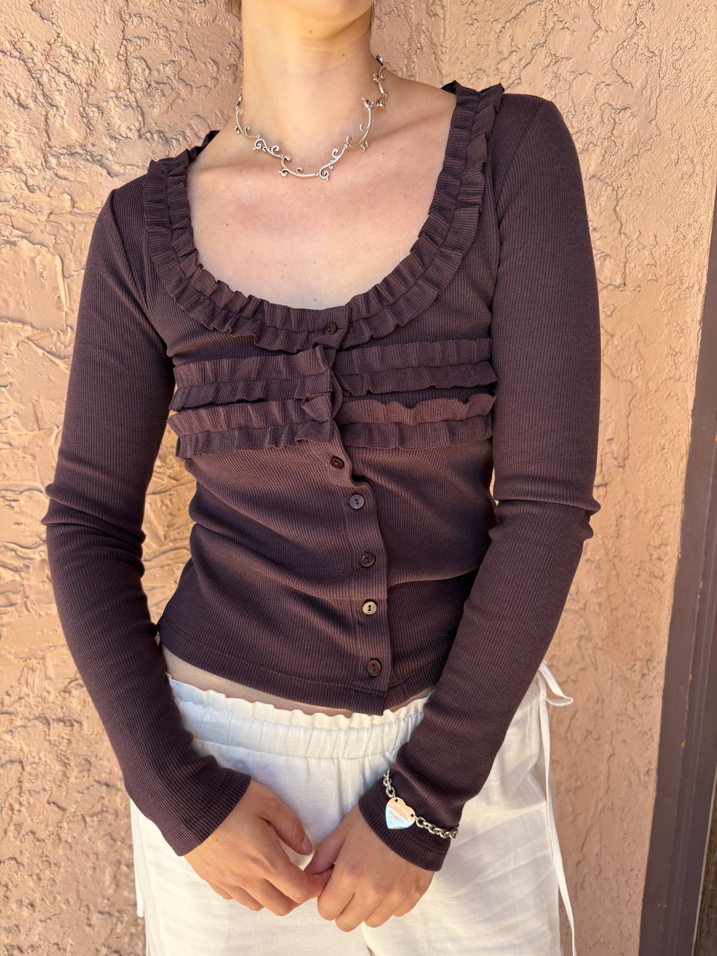 Varsha Frilly Cardi - Brown