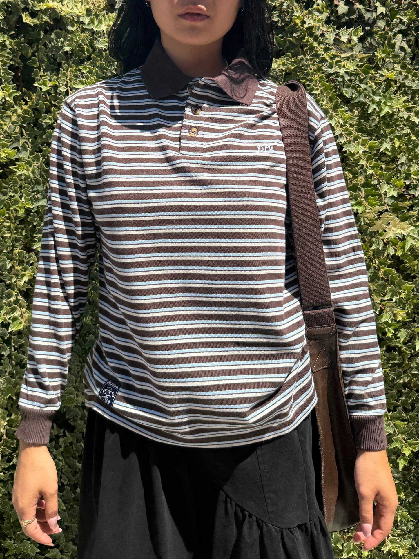 Remie Rugby Shirt - Chocolate/Blue Stripe