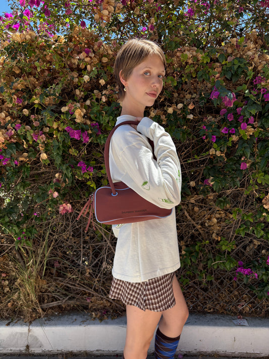 Benny Bowler Bag - Chocolate & Blue