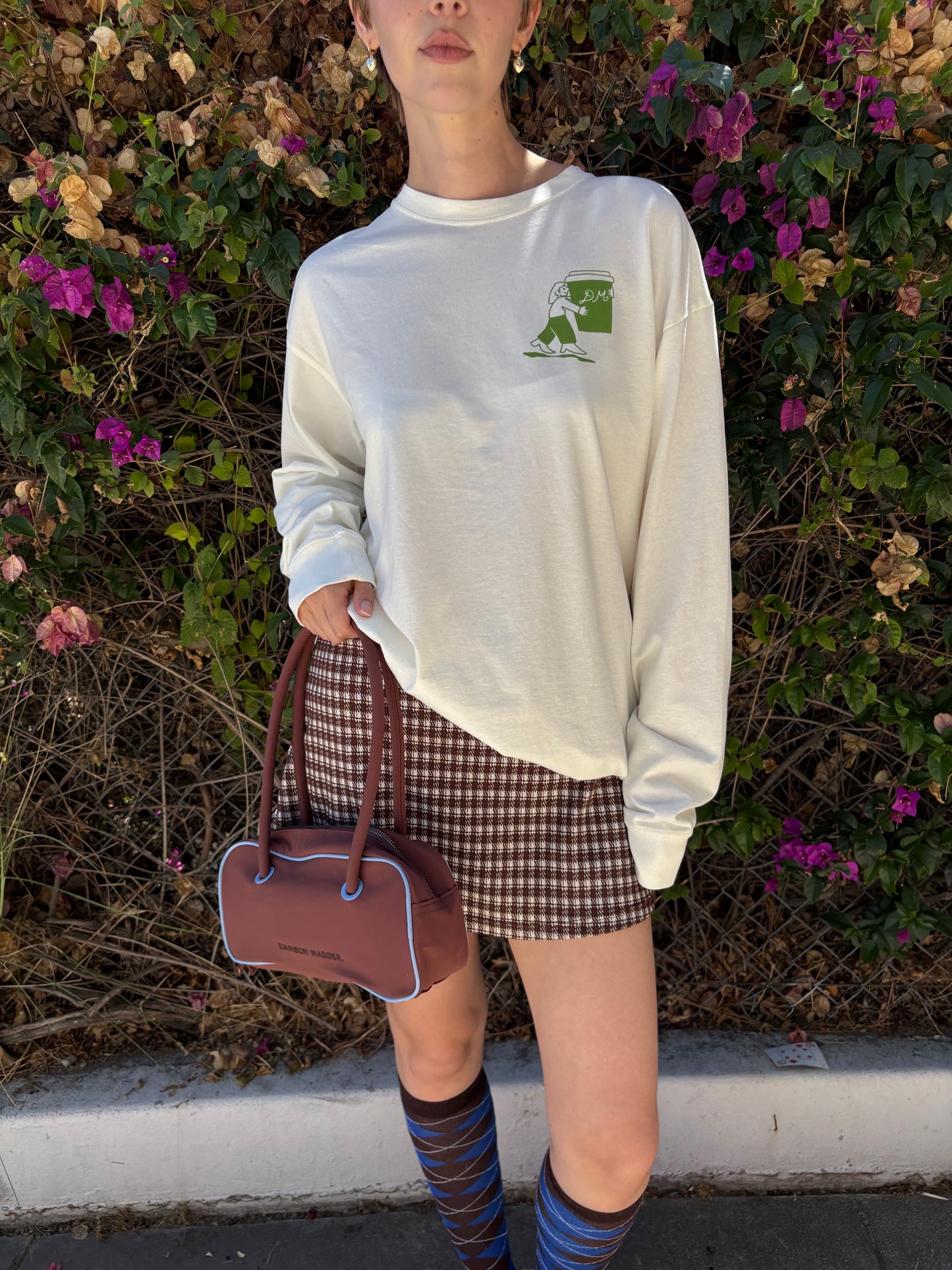 Benny Bowler Bag - Chocolate & Blue