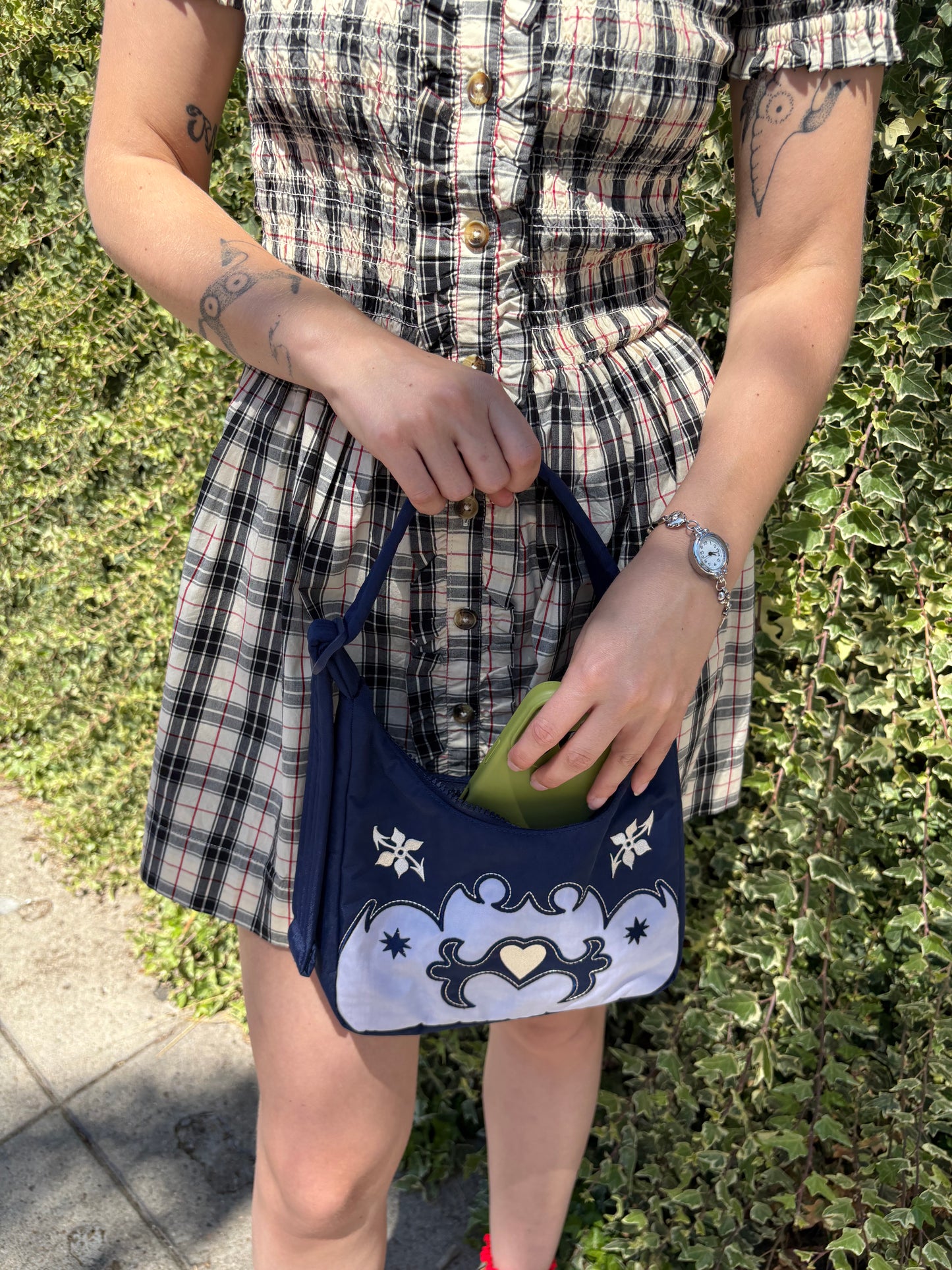 Mini Nylon Shoulder Bag - Western Appliqué