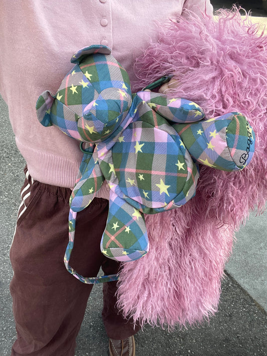 Bear Bag - Green Star Plaid