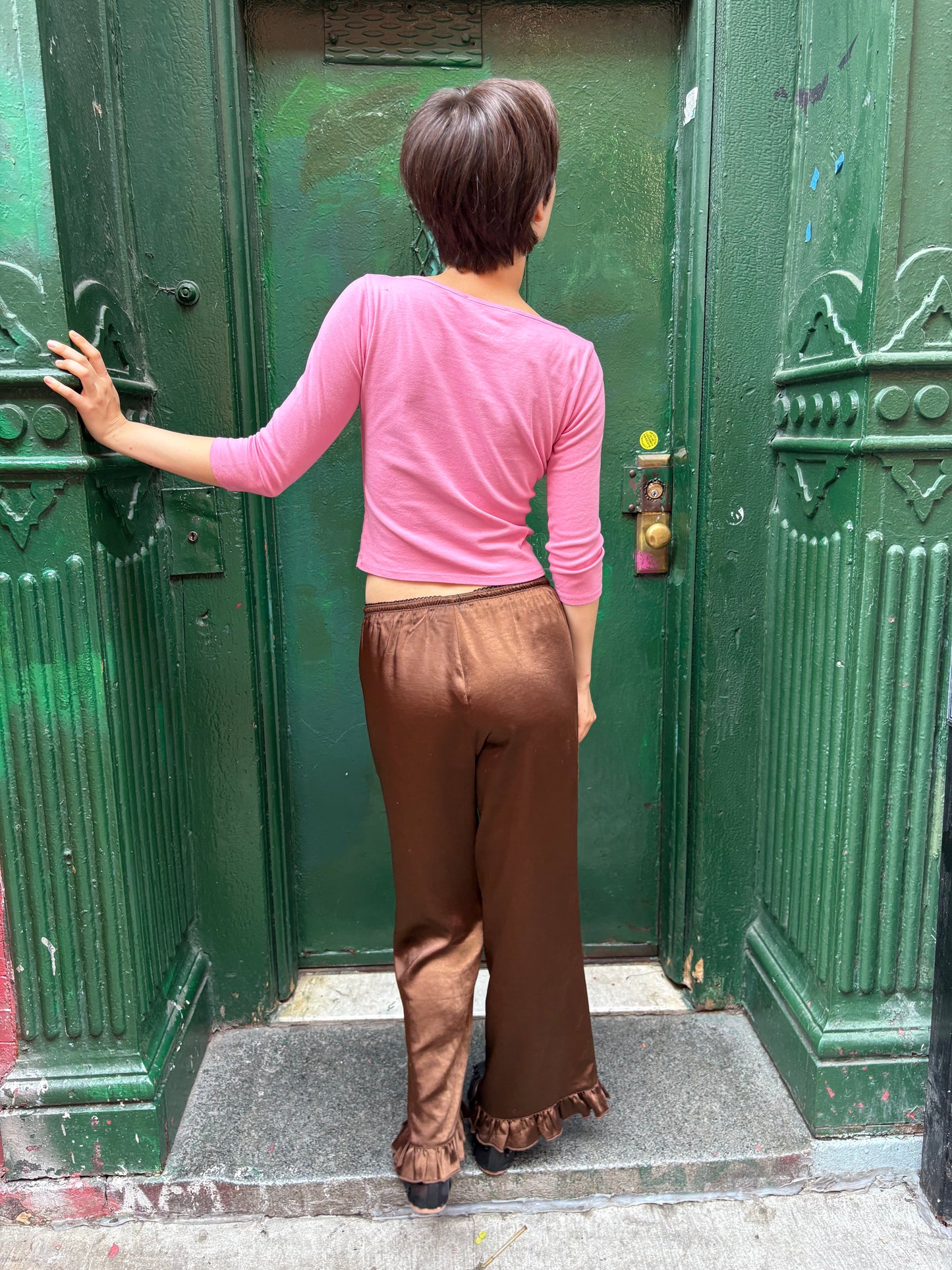 Liora Ruffle Pant - Chocolate