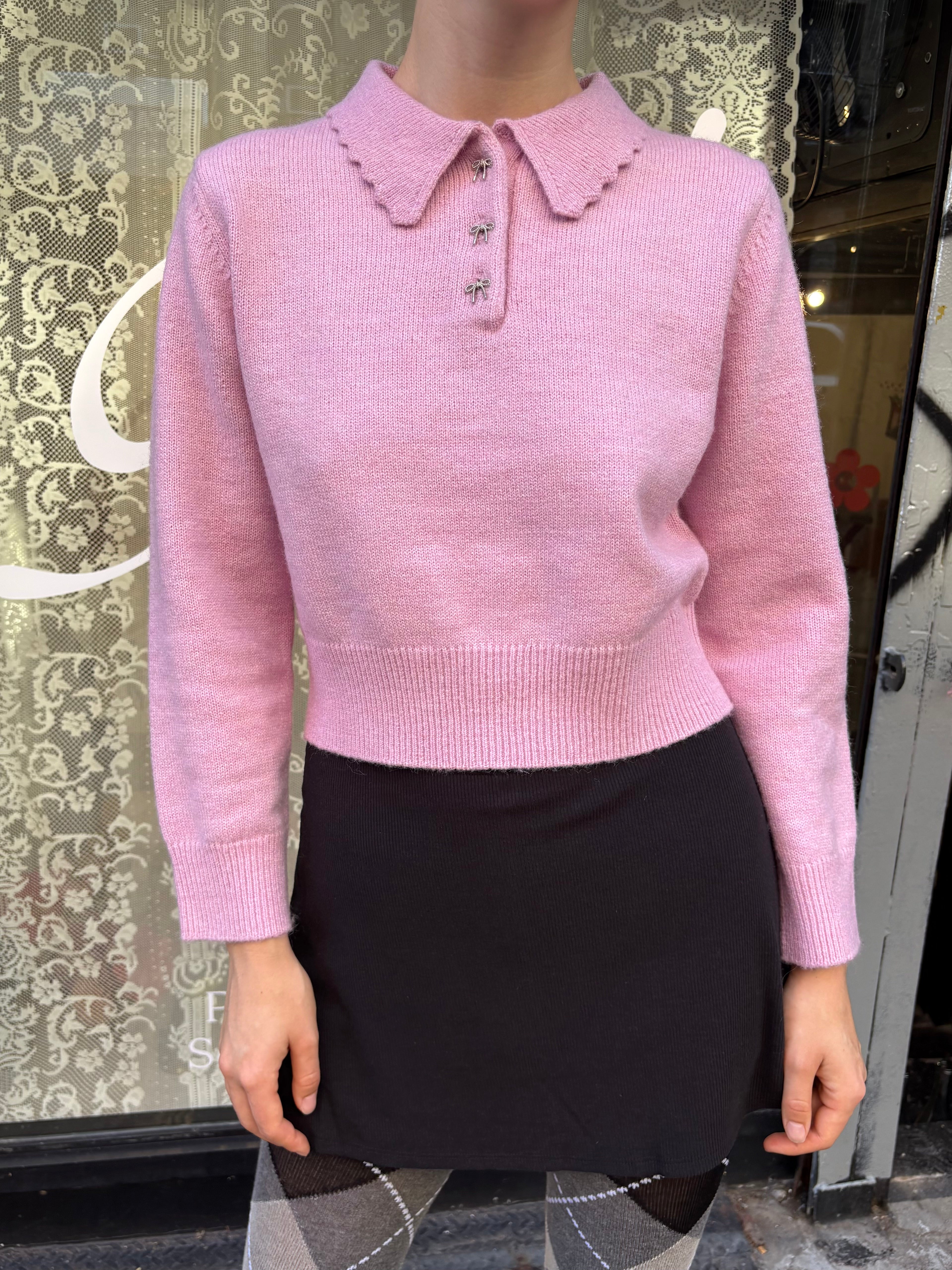Posey Polo Sweater - Ballet Pink – Lisa Says Gah