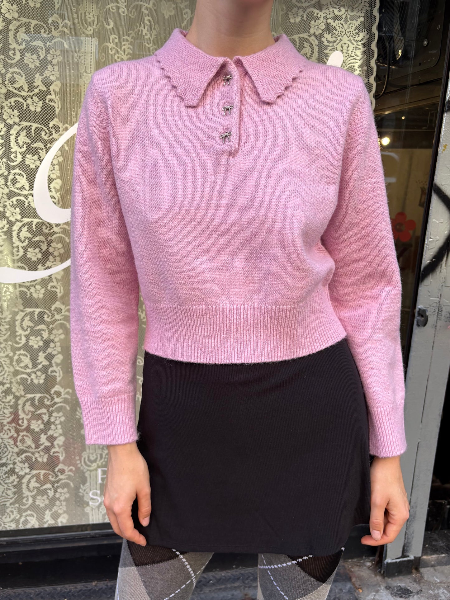 Posey Polo Sweater - Ballet Pink