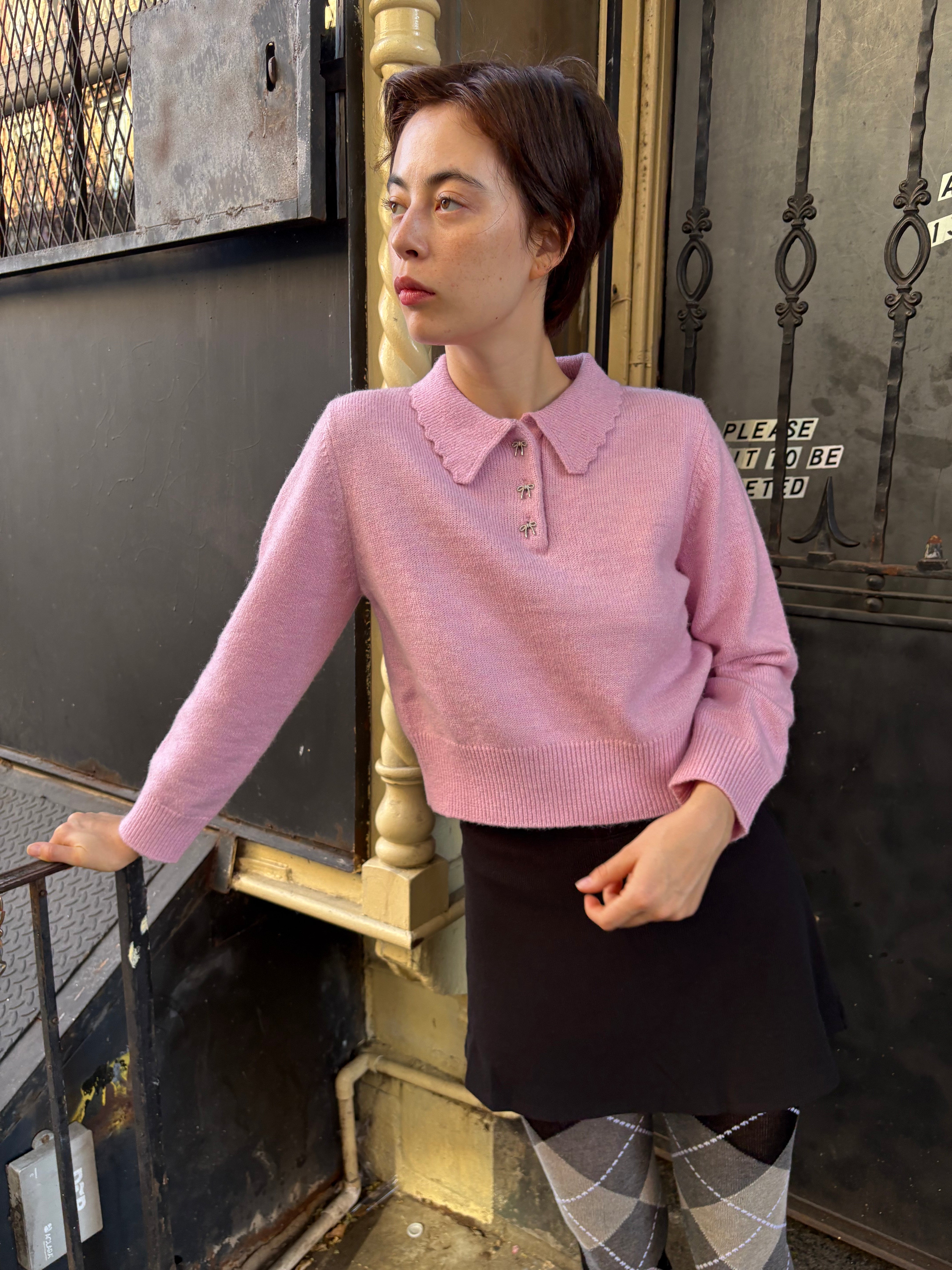 Posey Polo Sweater - Ballet Pink – Lisa Says Gah