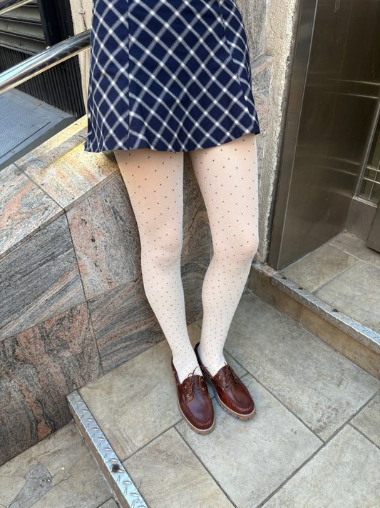 Eira Petite Dots Tights - Ivory