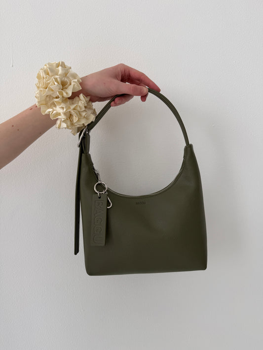 Mini Recycled Leather Shoulder Bag - Loden