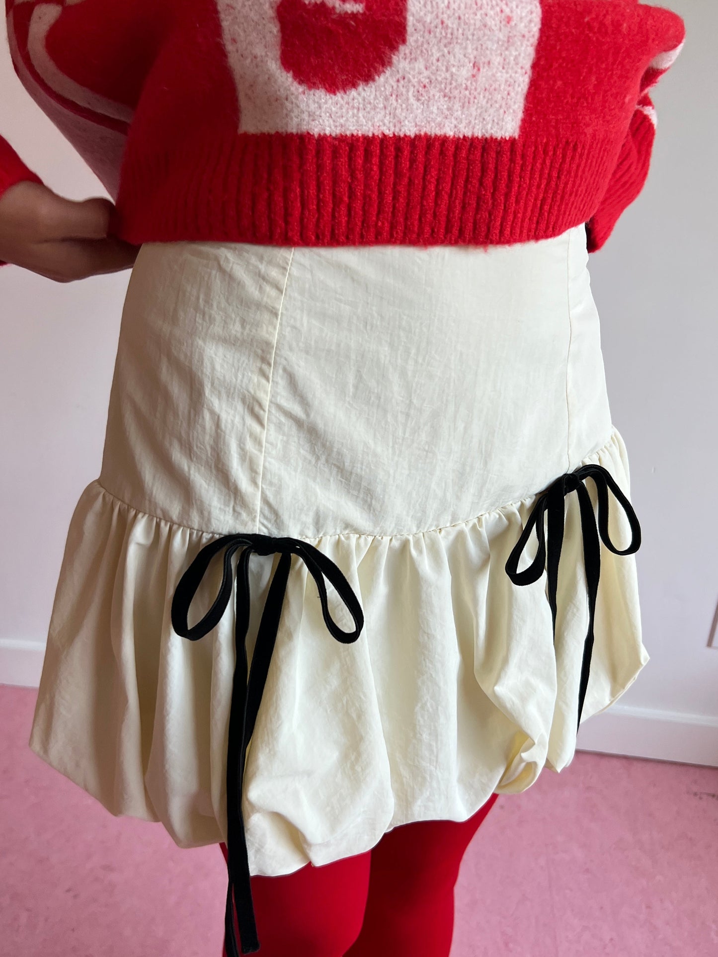 Scarlett Bubble Skirt - Vanilla Black Bows