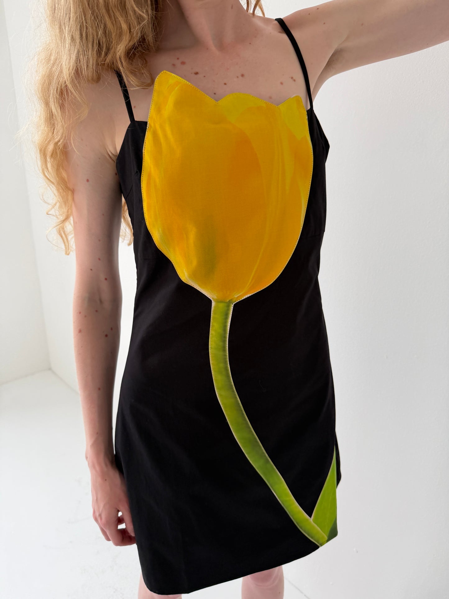 Tulip Appliqué Dress - Black