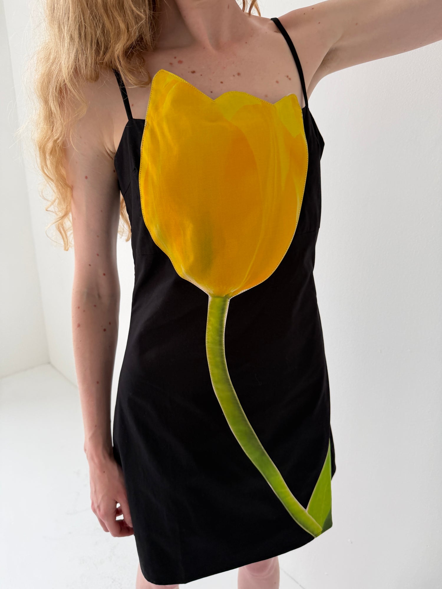 Tulip Appliqué Dress - Black