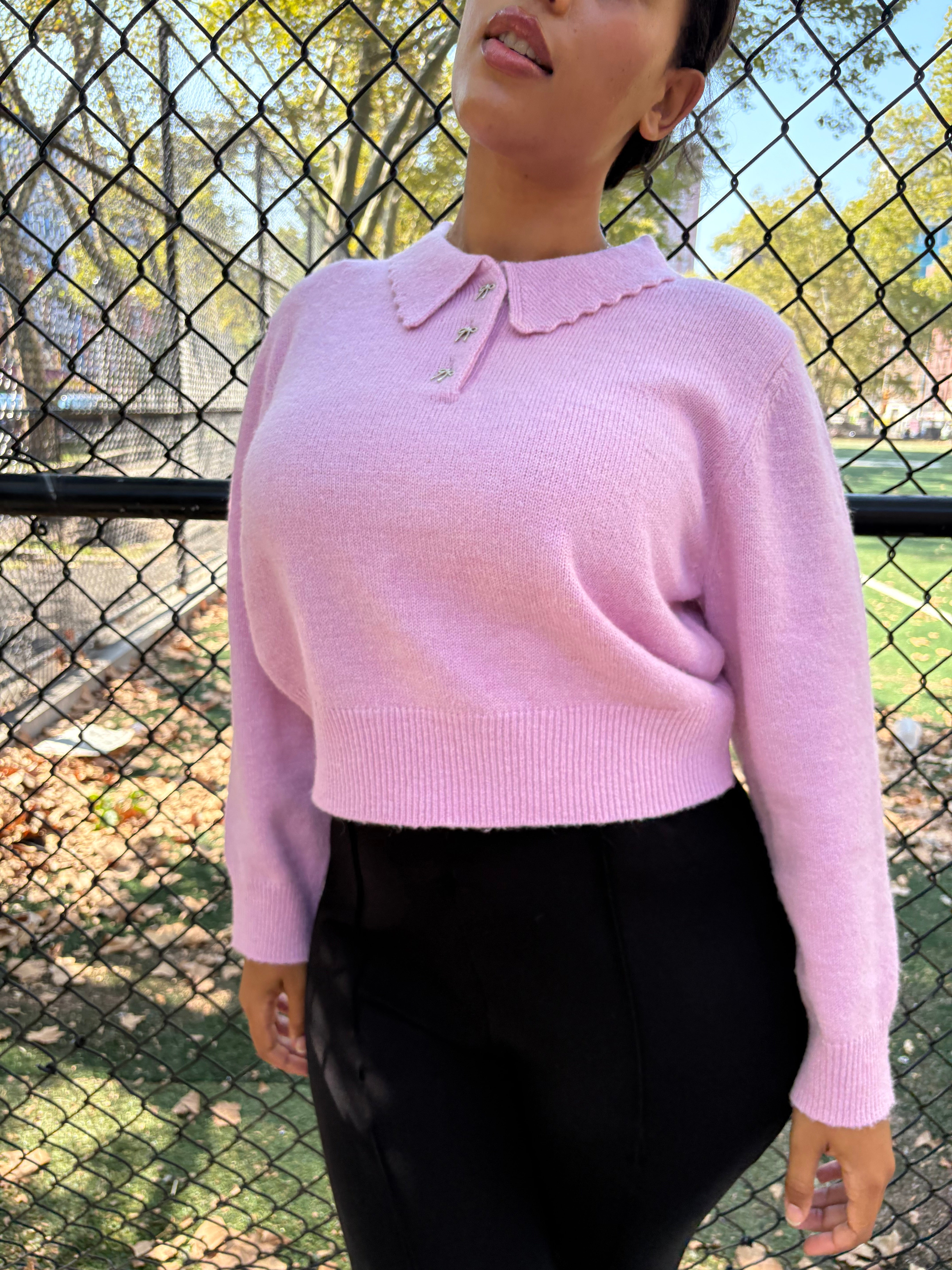Posey Polo Sweater - Ballet Pink – Lisa Says Gah