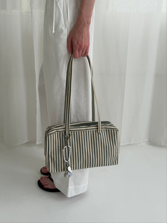Nylon Bowler Bag - Sage Stripe