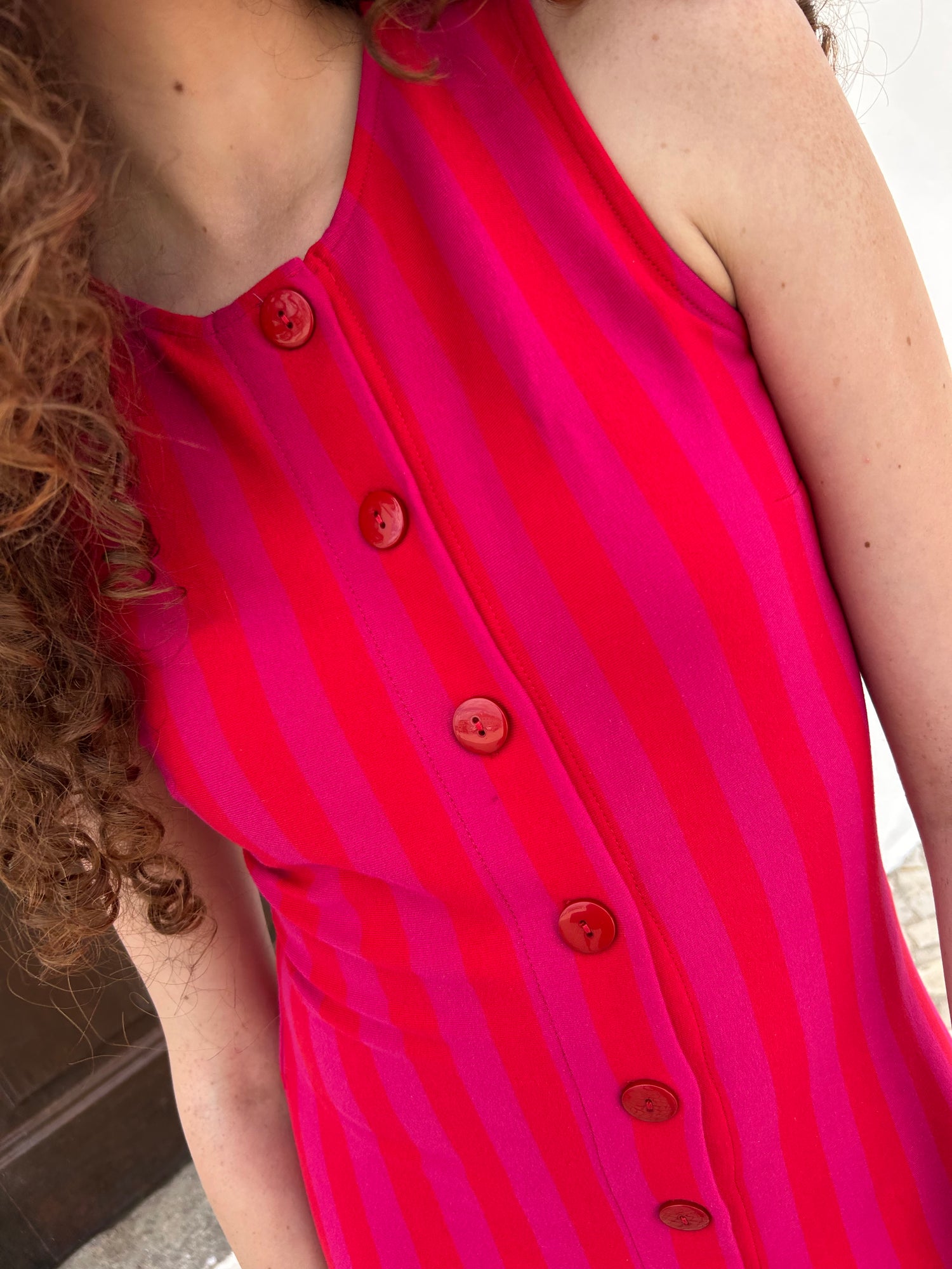 Manon Midi Dress - Raspberry Stripe