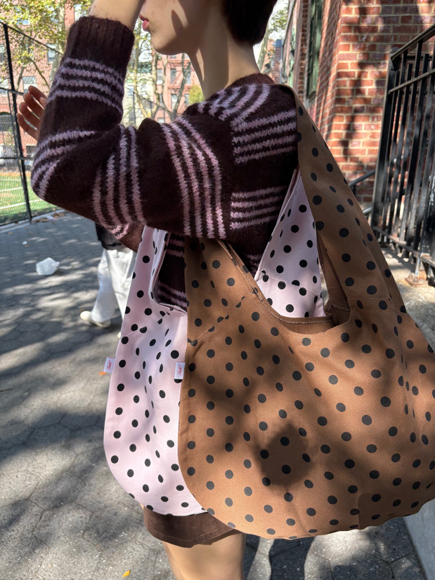 Vera Tote Bag - Brown Dot