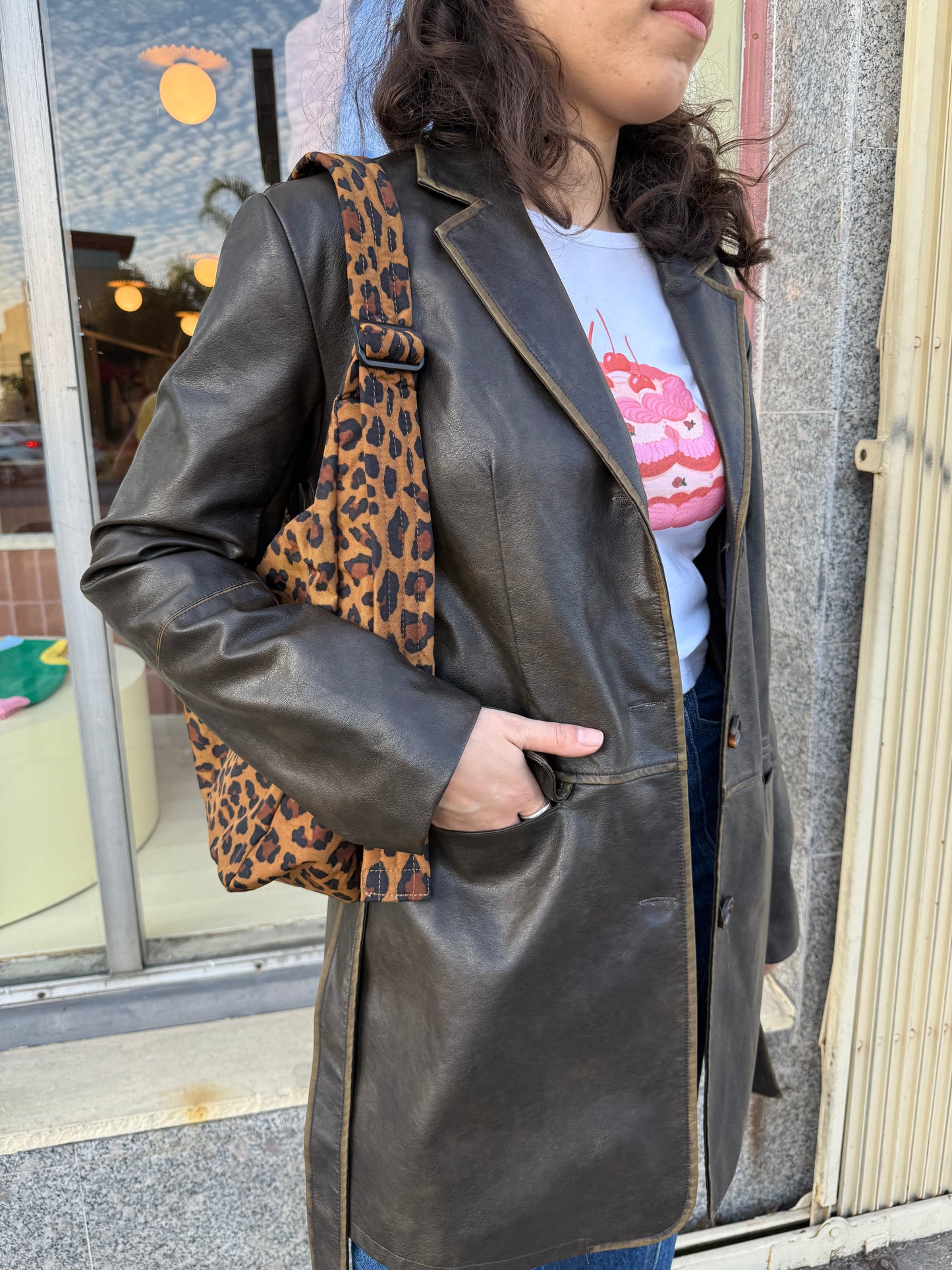 Nylon Shoulder Bag - Leopard