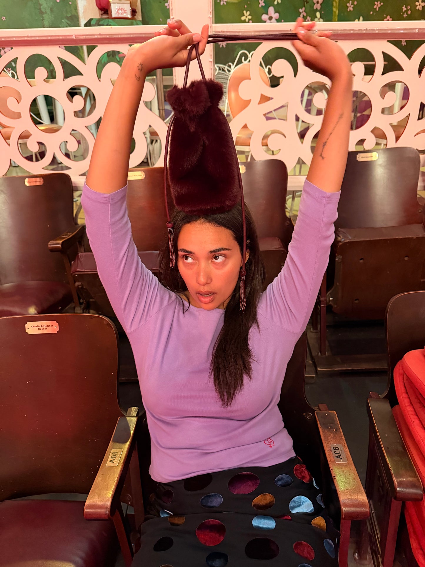 Luca Faux Fur Bag - Merlot